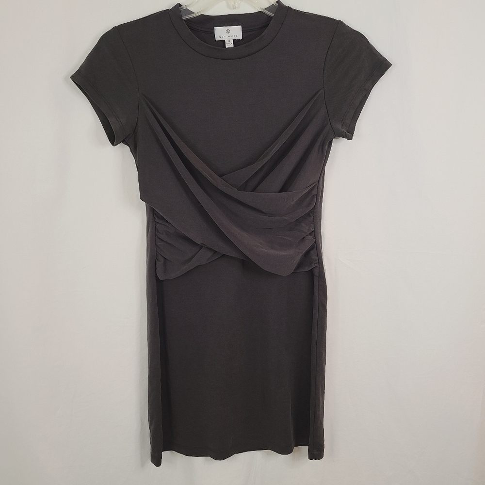 NWT Socialite Charcoal Casual Midi Dress Woman's Size Medium